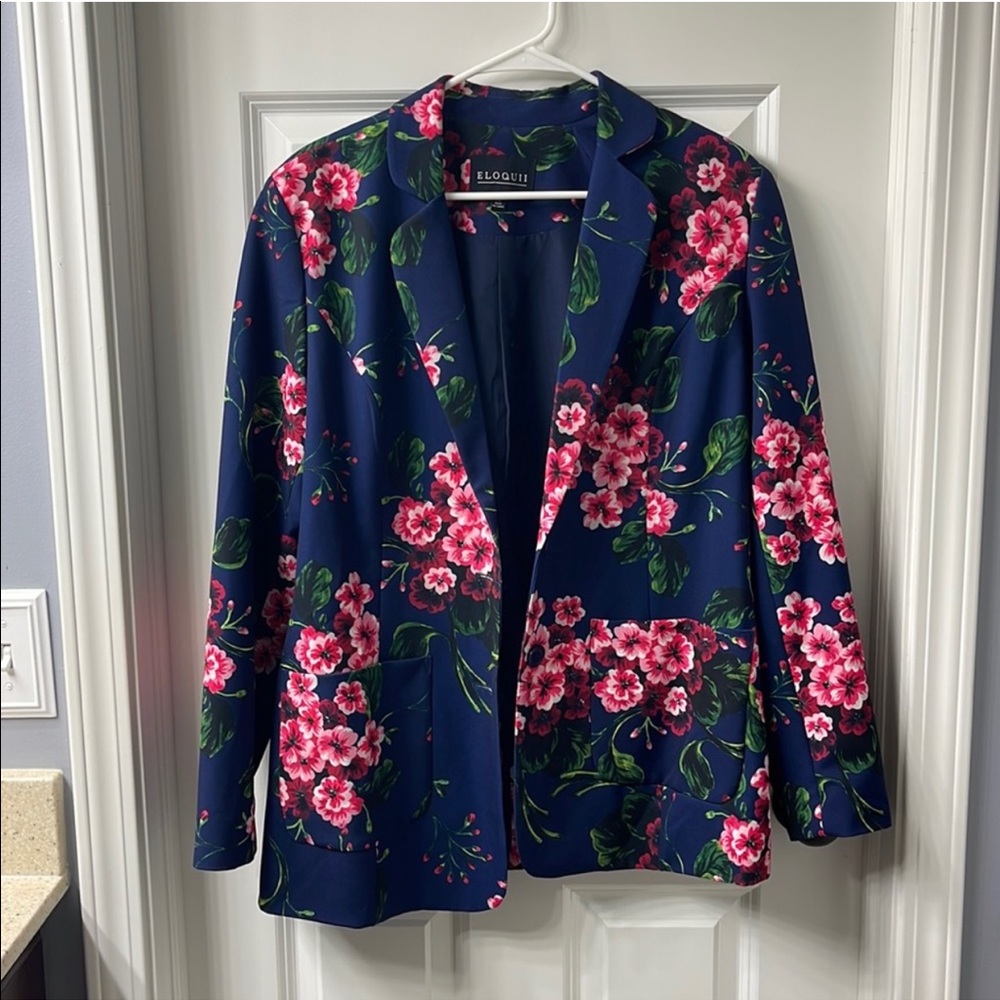Eloquii floral crepe blazer